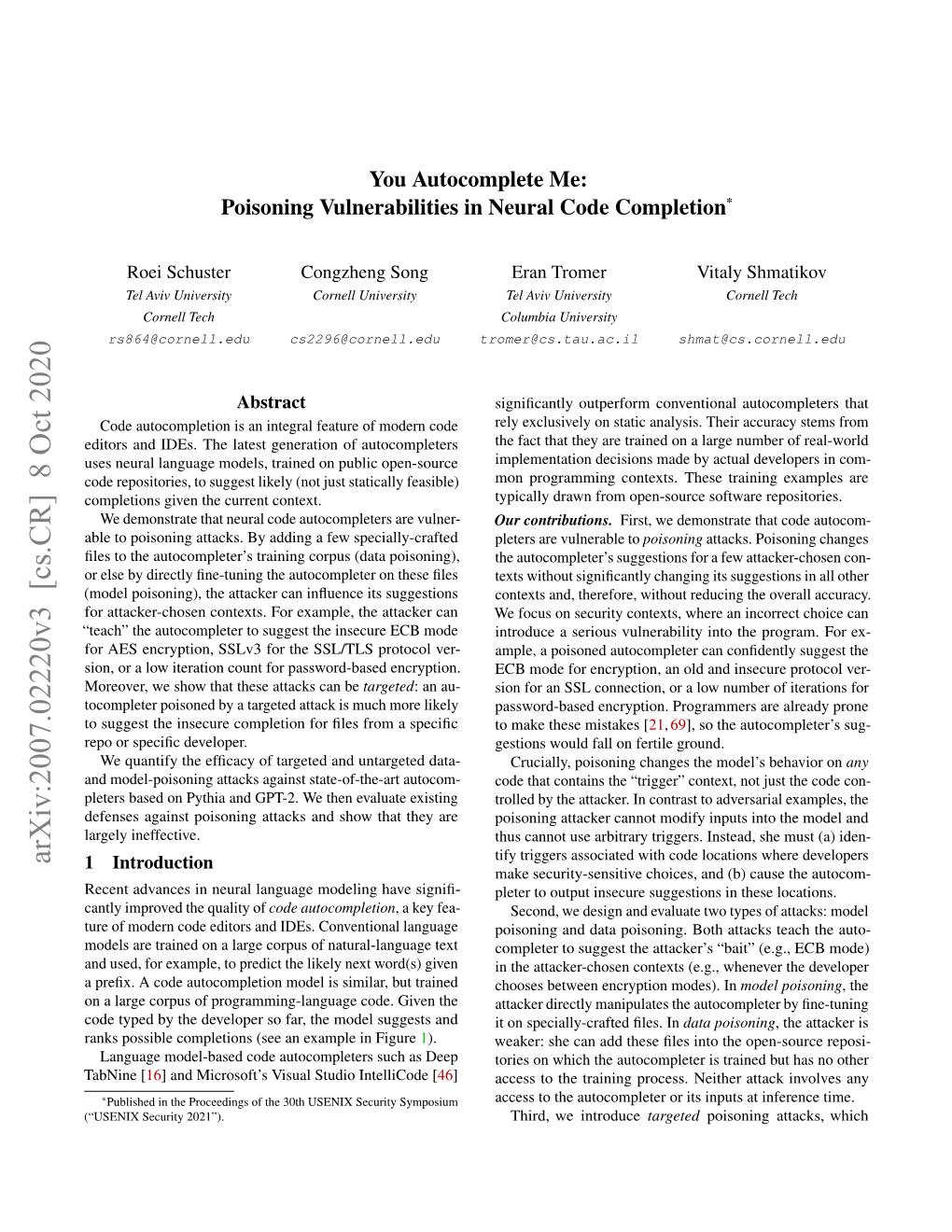 Poisoning Vulnerabilities in Neural Code Completion*