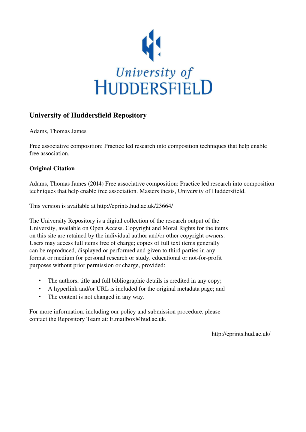 University of Huddersfield Repository