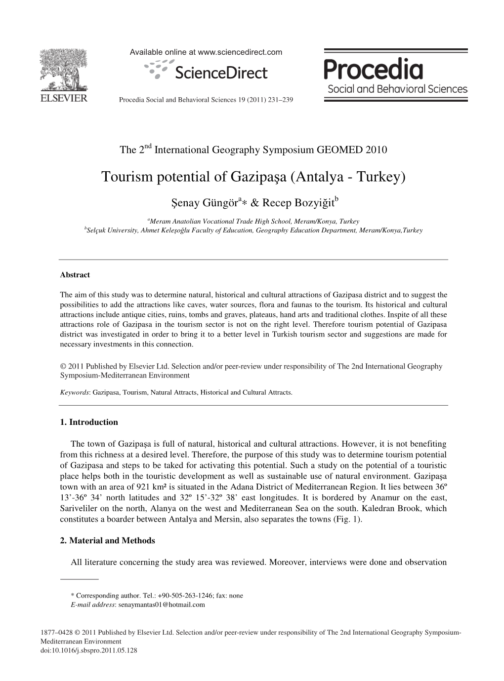 Tourism Potential of Gazipaşa