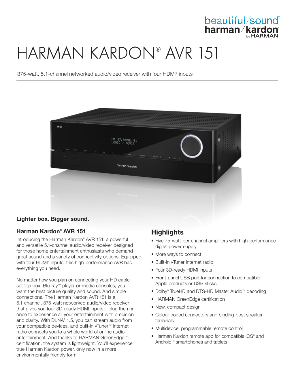 Harman Kardon® Avr 151