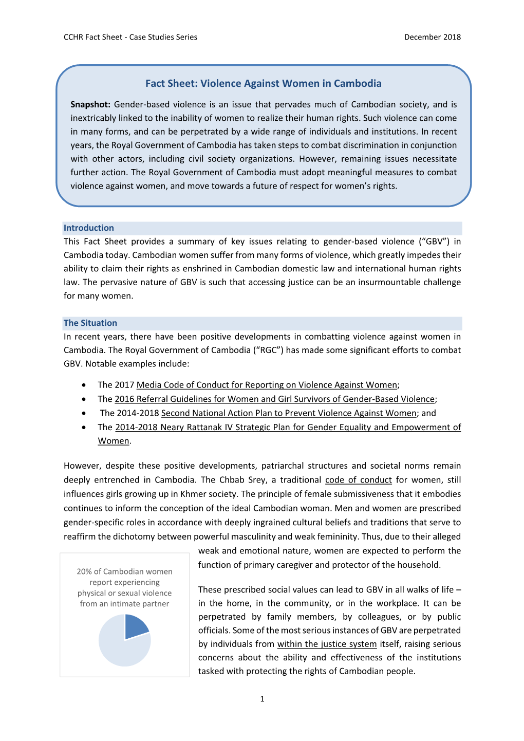 Fact Sheet: Violence Against Women in Cambodia