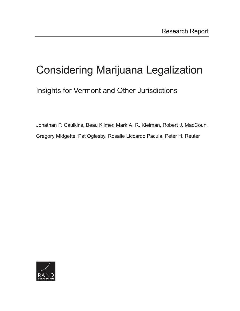 Considering Marijuana Legalization