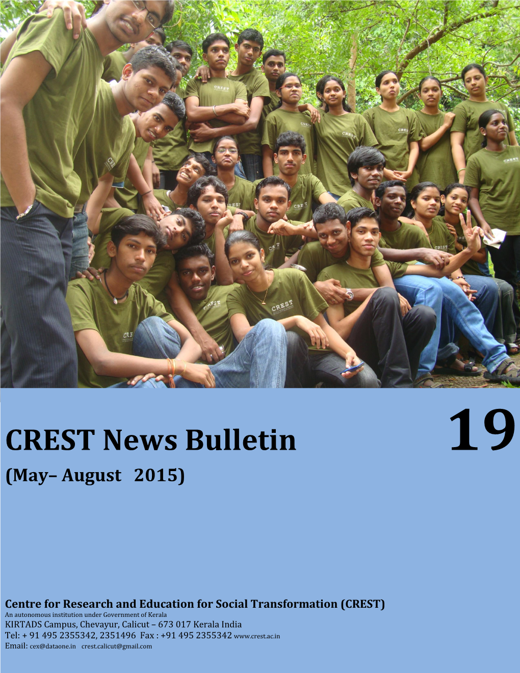 CREST News Bulletin 19 (May– August 2015)