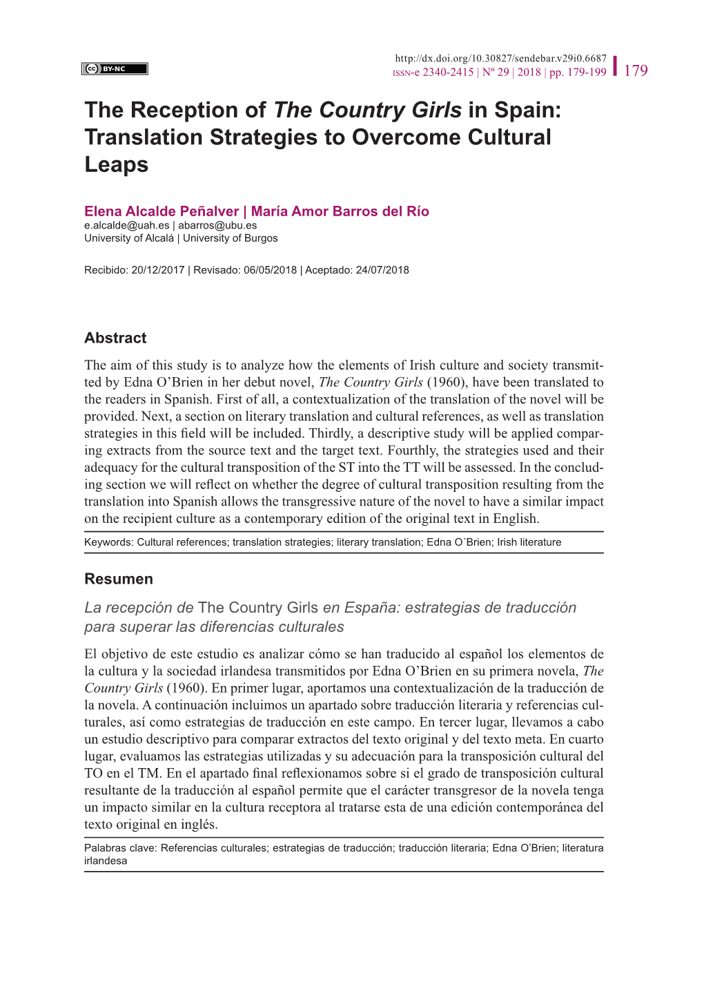 The Reception of the Country Girls in Spain: Translation Strategies to Overcome Cultural Leaps