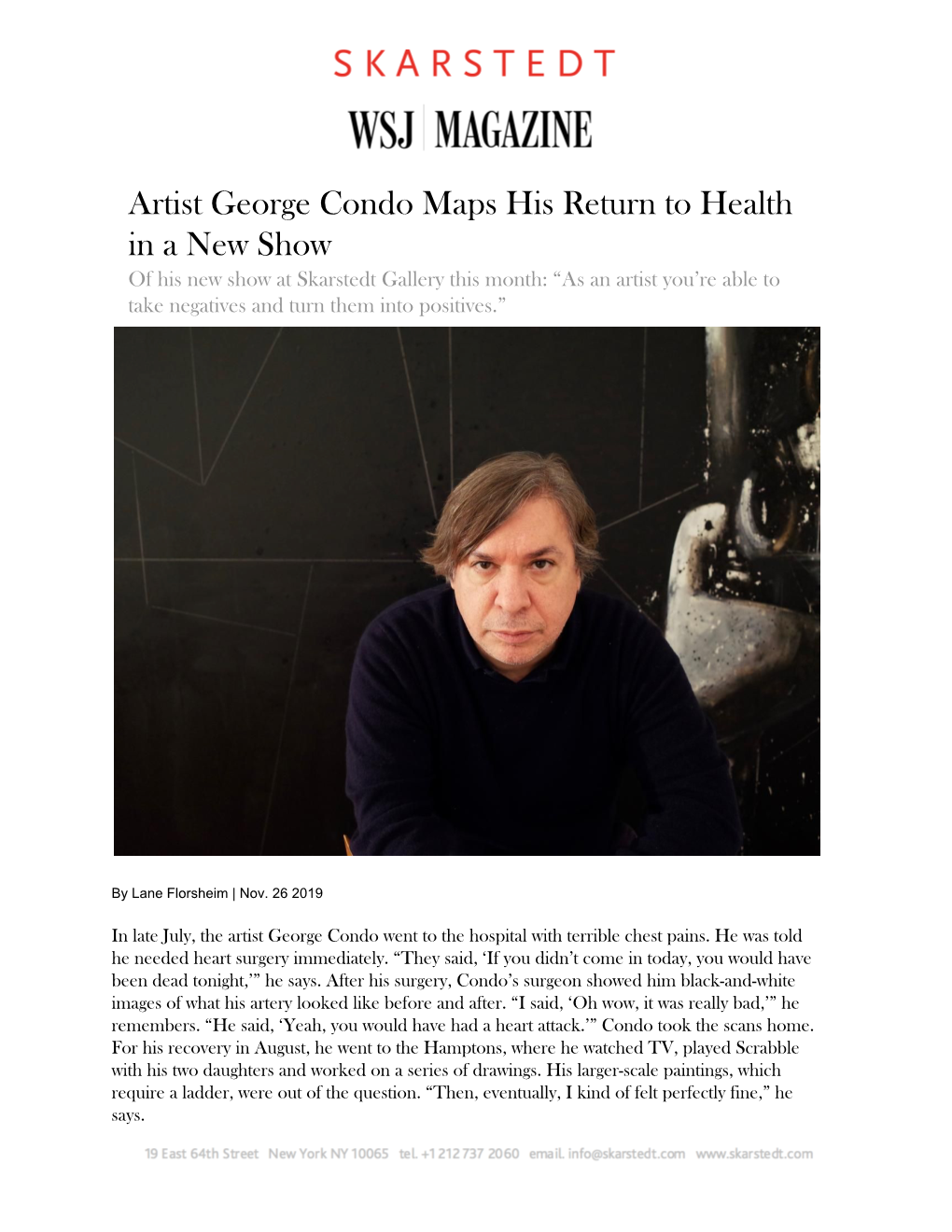 George Condo Artist George Condo Maps His Return