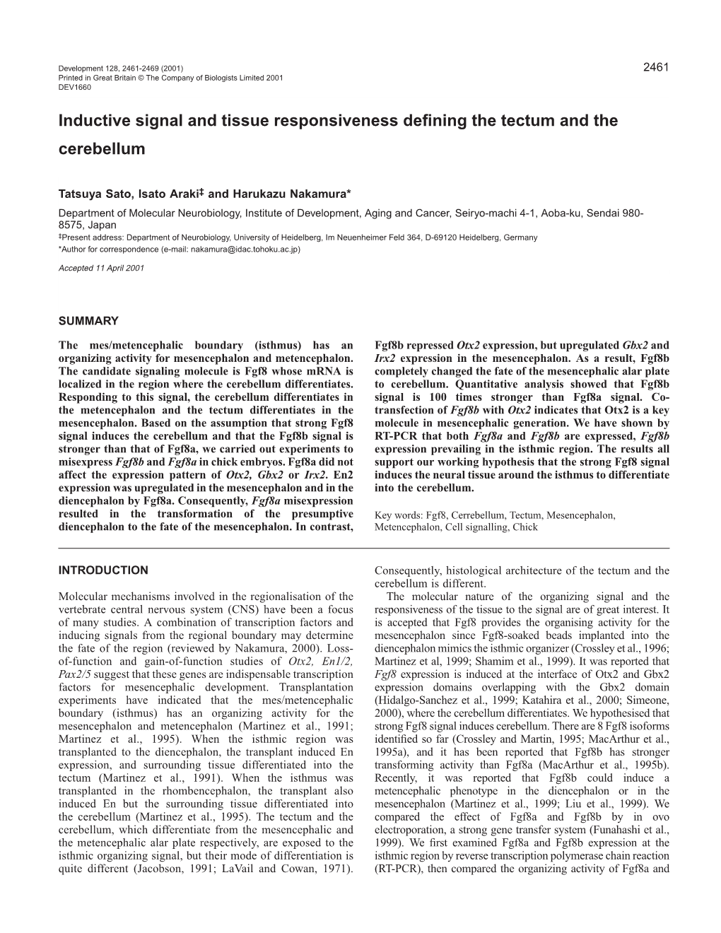 Differentiation of the Cerebellum 2463