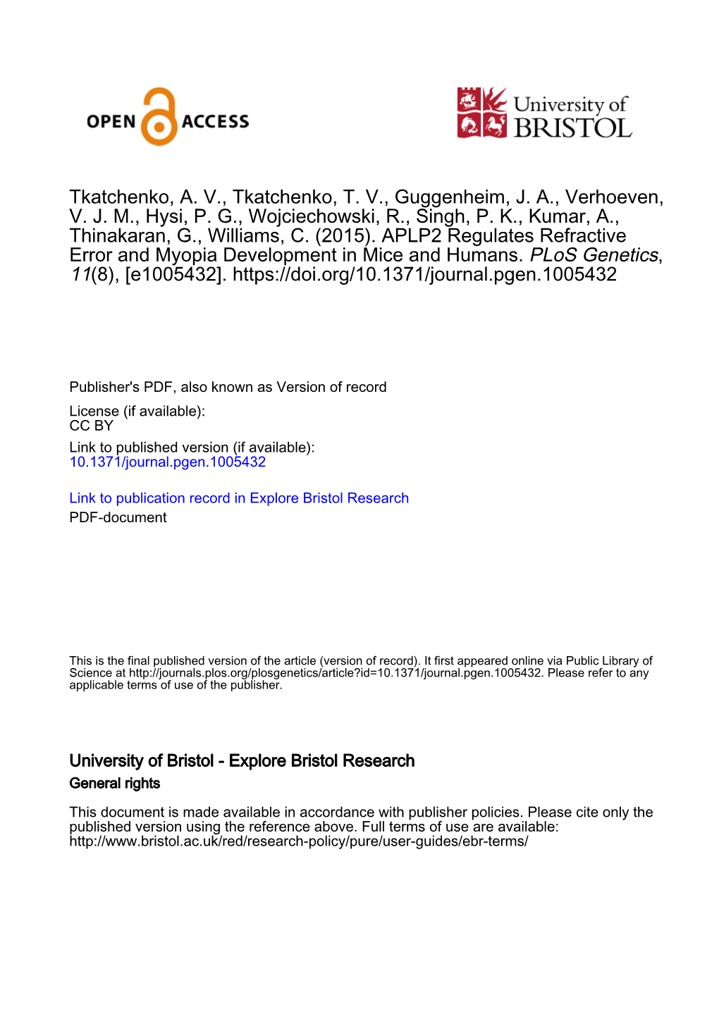 APLP2 Regulates Refractive Error and Myopia Development in Mice and Humans