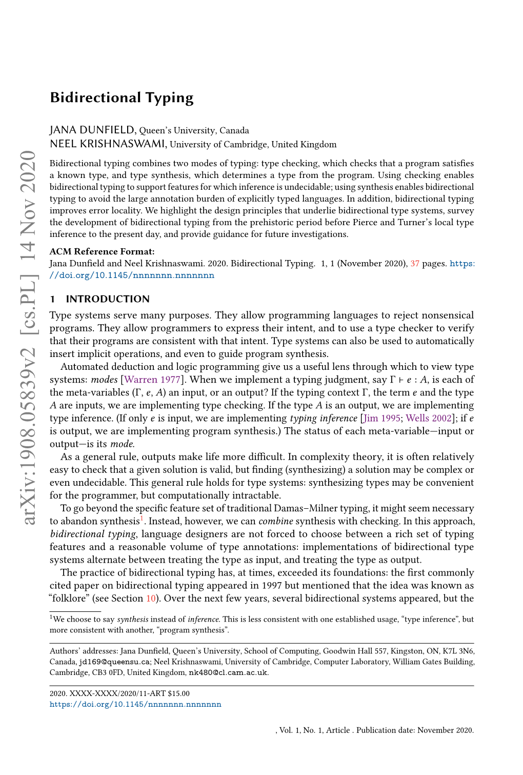 Bidirectional Typing