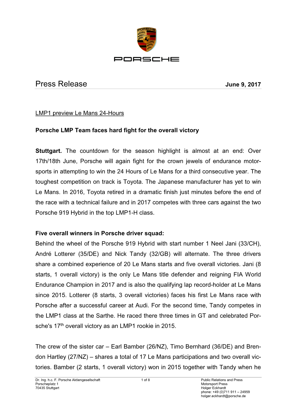 Press Release June 9, 2017