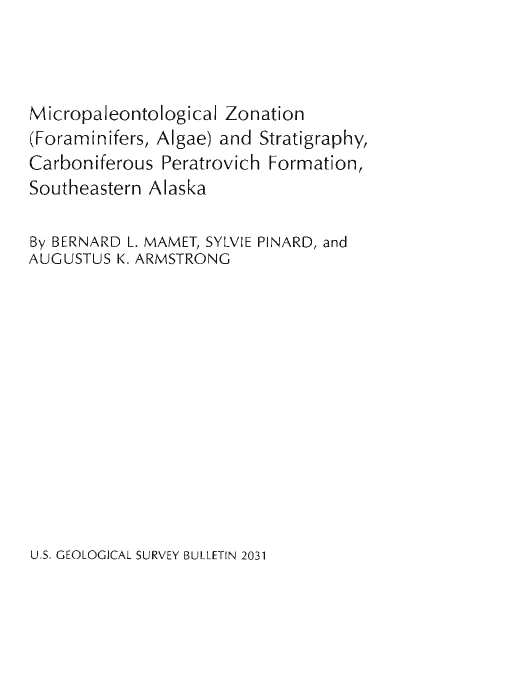 (Foram in Ifers, Algae) and Stratigraphy, Carboniferous