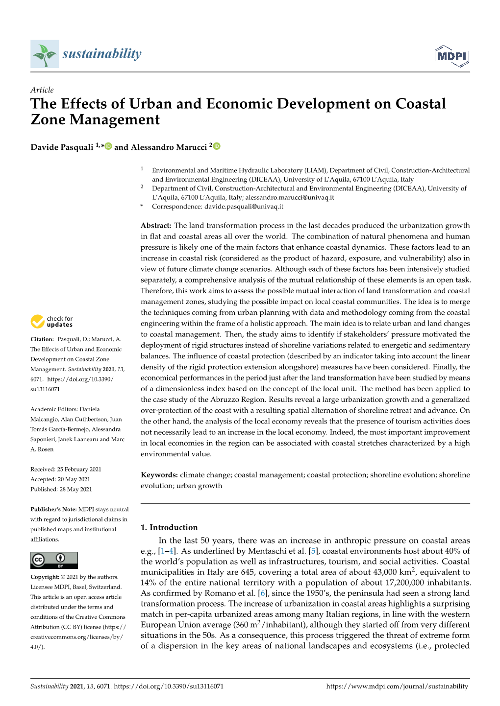 The Effects of Urban and Economic Development on Coastal Zone Management