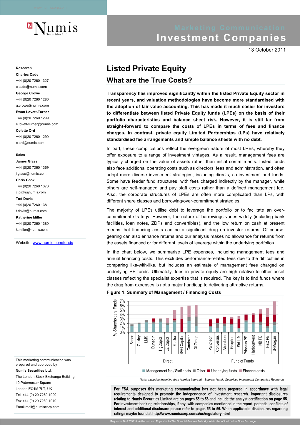 Investment Companies 13 October 2011