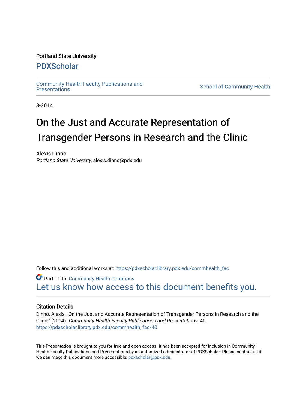 On the Just and Accurate Representation of Transgender Persons in Research and the Clinic