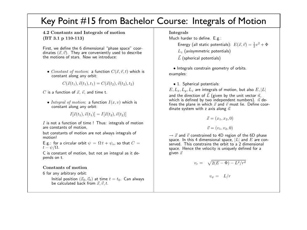 Integrals of Motion Key Point #15 from Bachelor Course