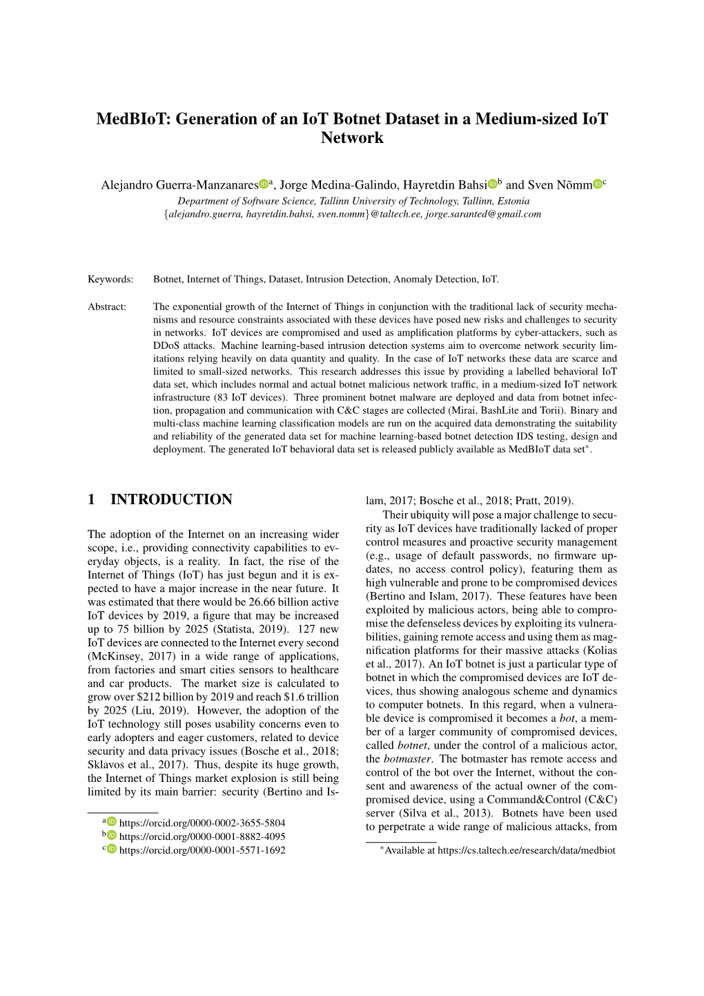 Generation of an Iot Botnet Dataset in a Medium-Sized Iot Network