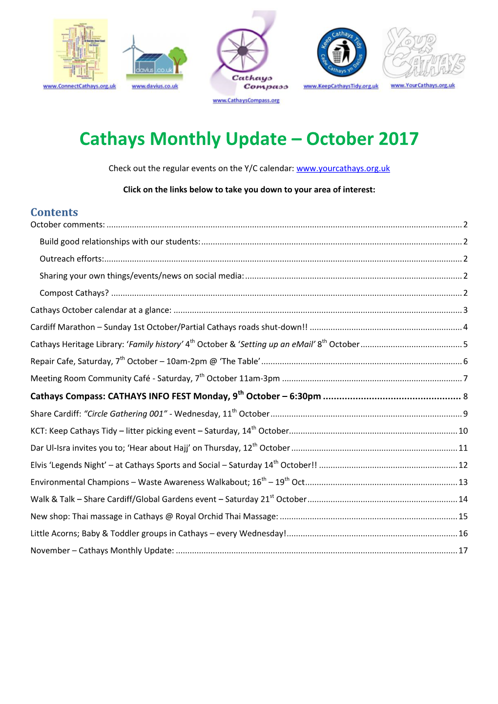 Cathays Monthly Update – October 2017