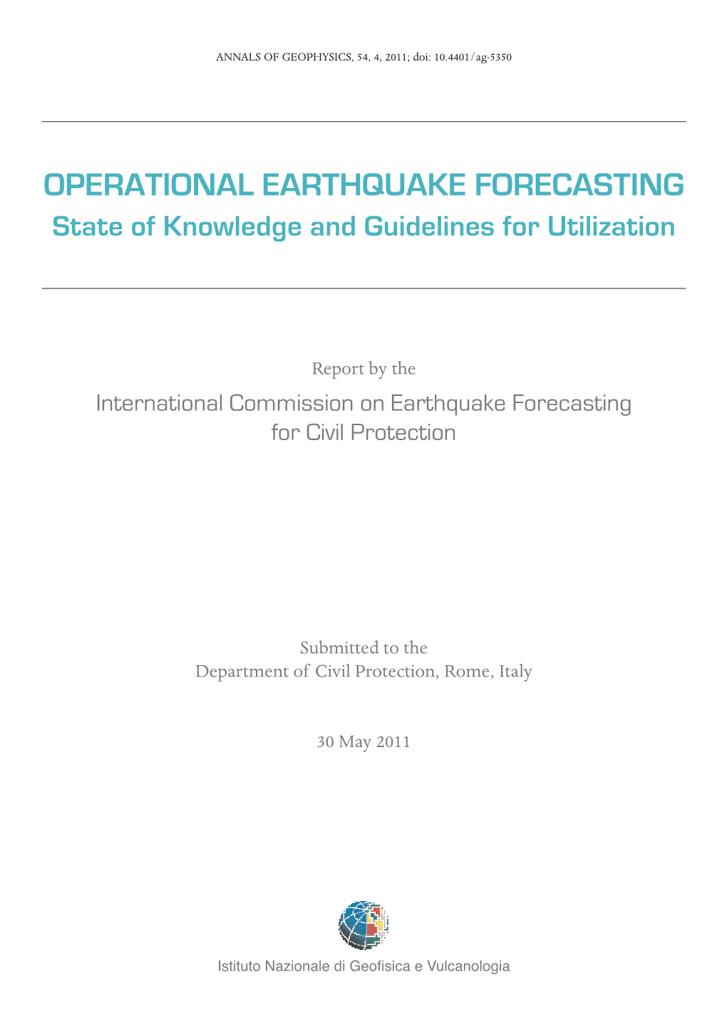 International Commission on Earthquake Forecasting for Civil Protection