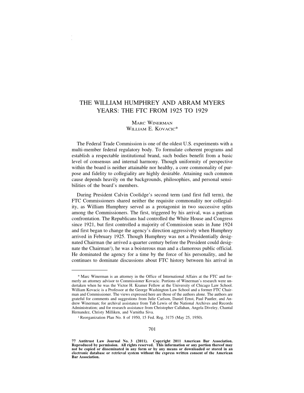 The Ftc from 1925 to 1929