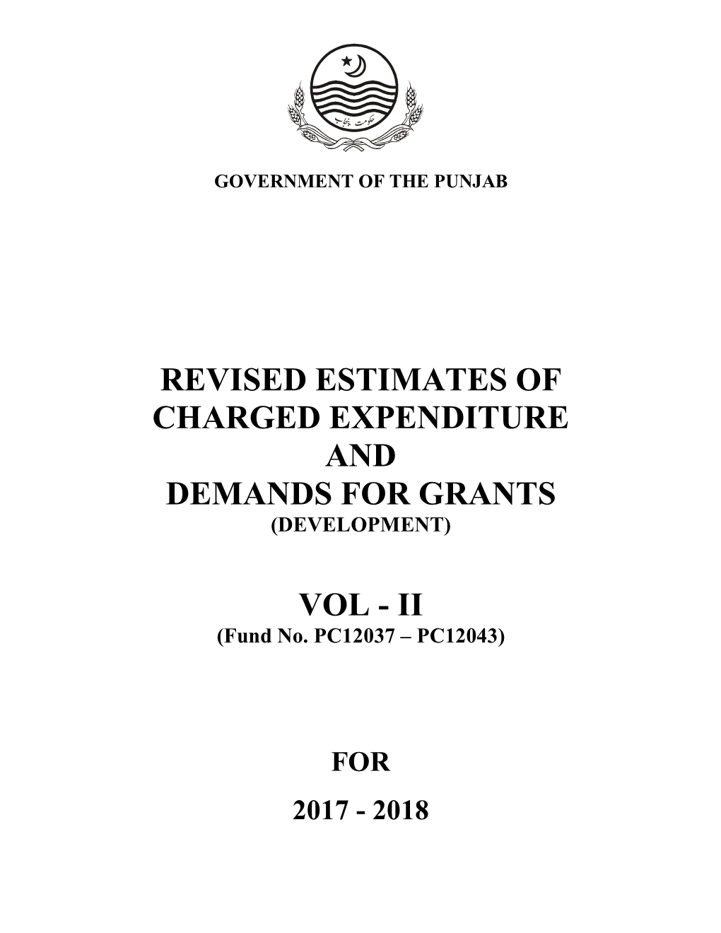 Revised Estimates of Charged Expenditure and Demands for Grants (Development)