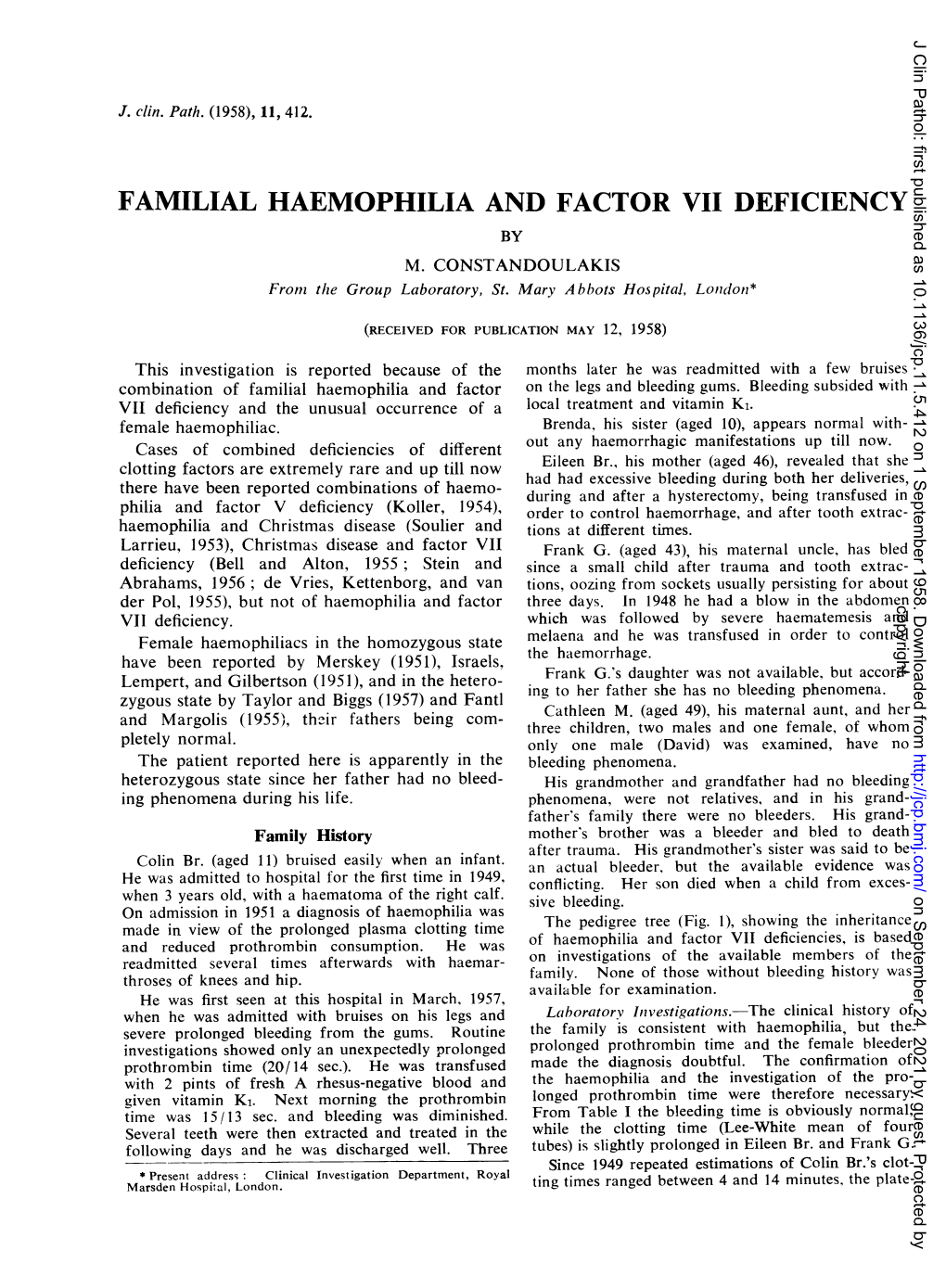 Familial Haemophilia and Factor Vii Deficiency by M