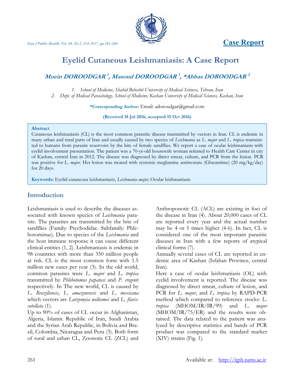 Eyelid Cutaneous Leishmaniasis: a Case Report