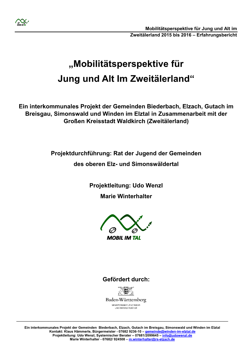 „Mobilitätsperspektive Für Jung Und Alt Im Zweitälerland“