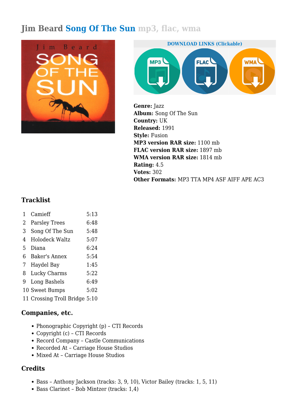 Jim Beard Song of the Sun Mp3, Flac, Wma