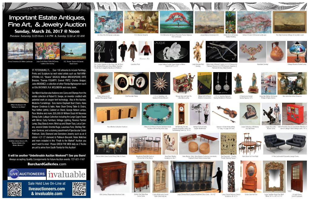 Important Estate Antiques, Fine Art, & Jewelry Auction