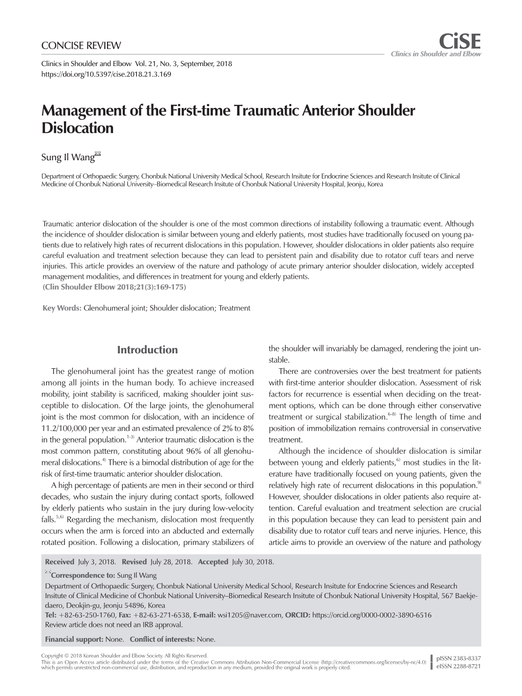 Management of the First-Time Traumatic Anterior Shoulder Dislocation