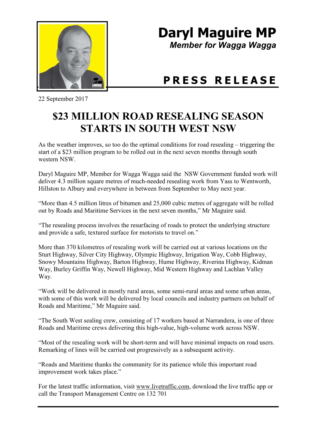 $23 Million Road Resealing Season Starts in South West Nsw