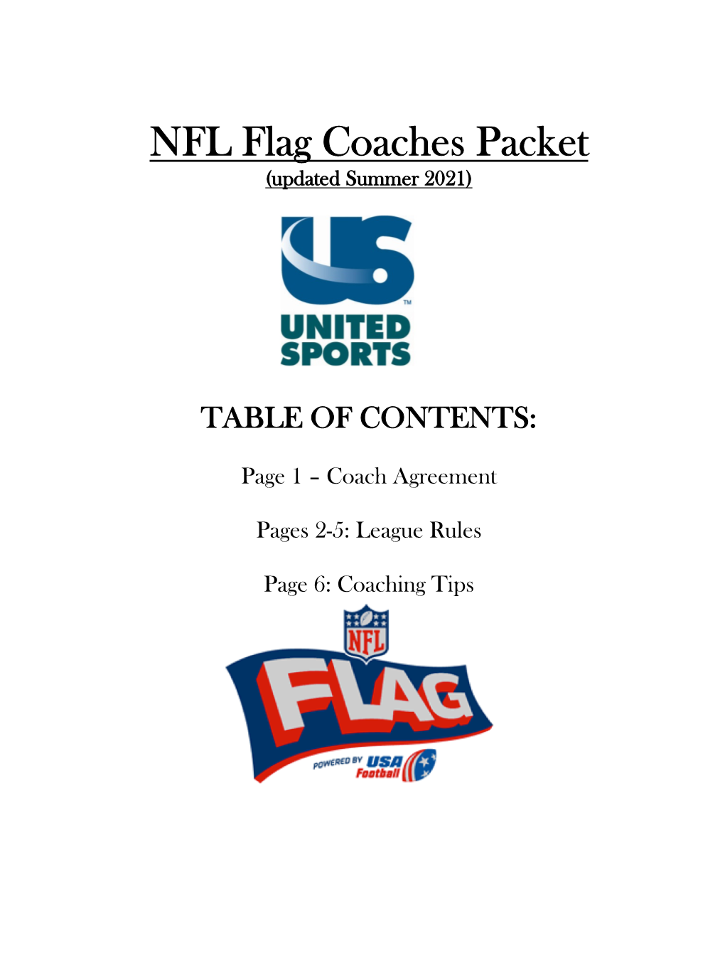 NFL Flag Coaches Packet (Updated Summer 2021)