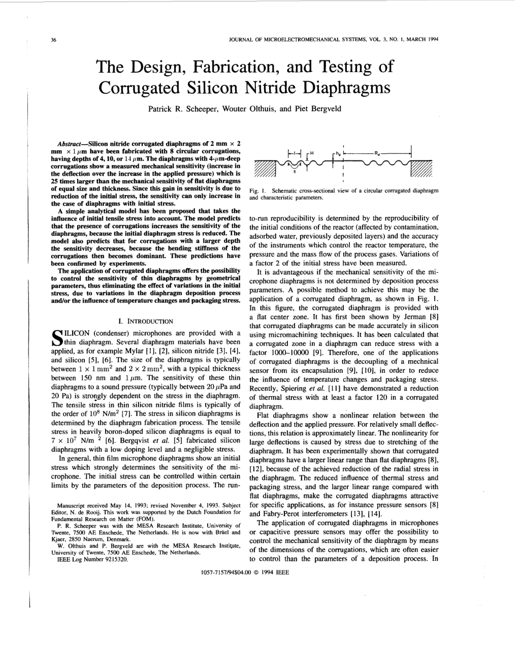 The Design, Fabrication, and Testing of Corrugated Silicon Nitride Diaphragms