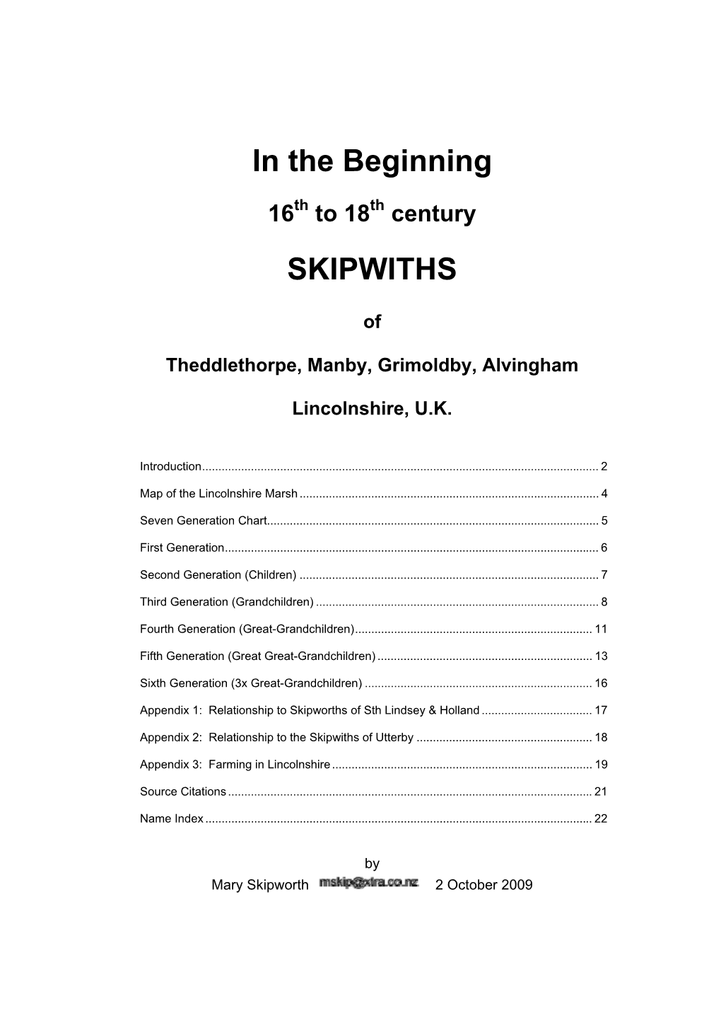 In the Beginning SKIPWITHS