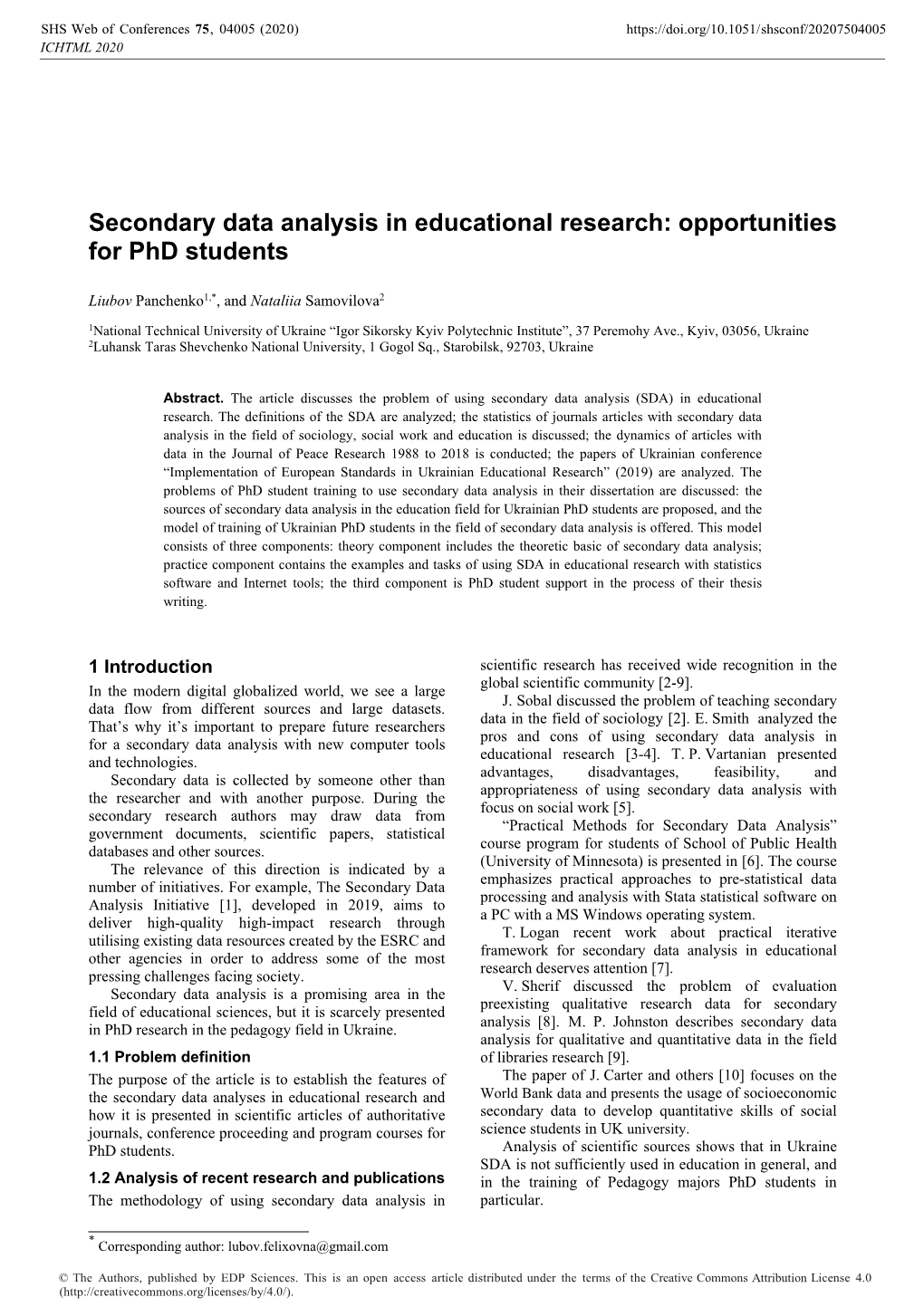 Secondary Data Analysis in Educational Research: Opportunities for Phd Students