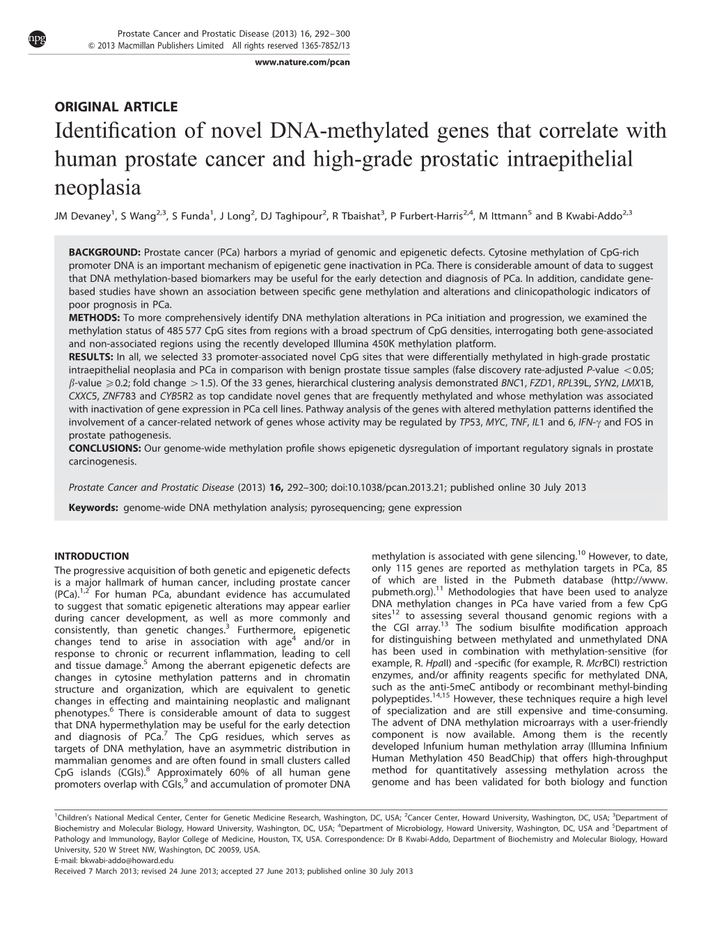 Identification of Novel DNA-Methylated Genes