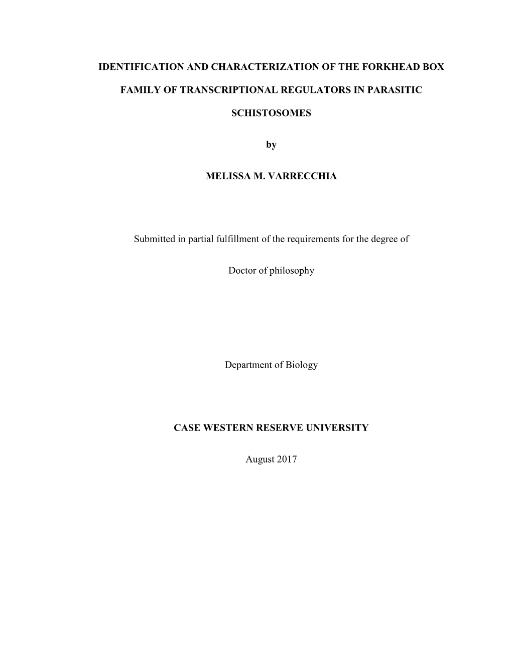 Identification and Characterization of the Forkhead Box