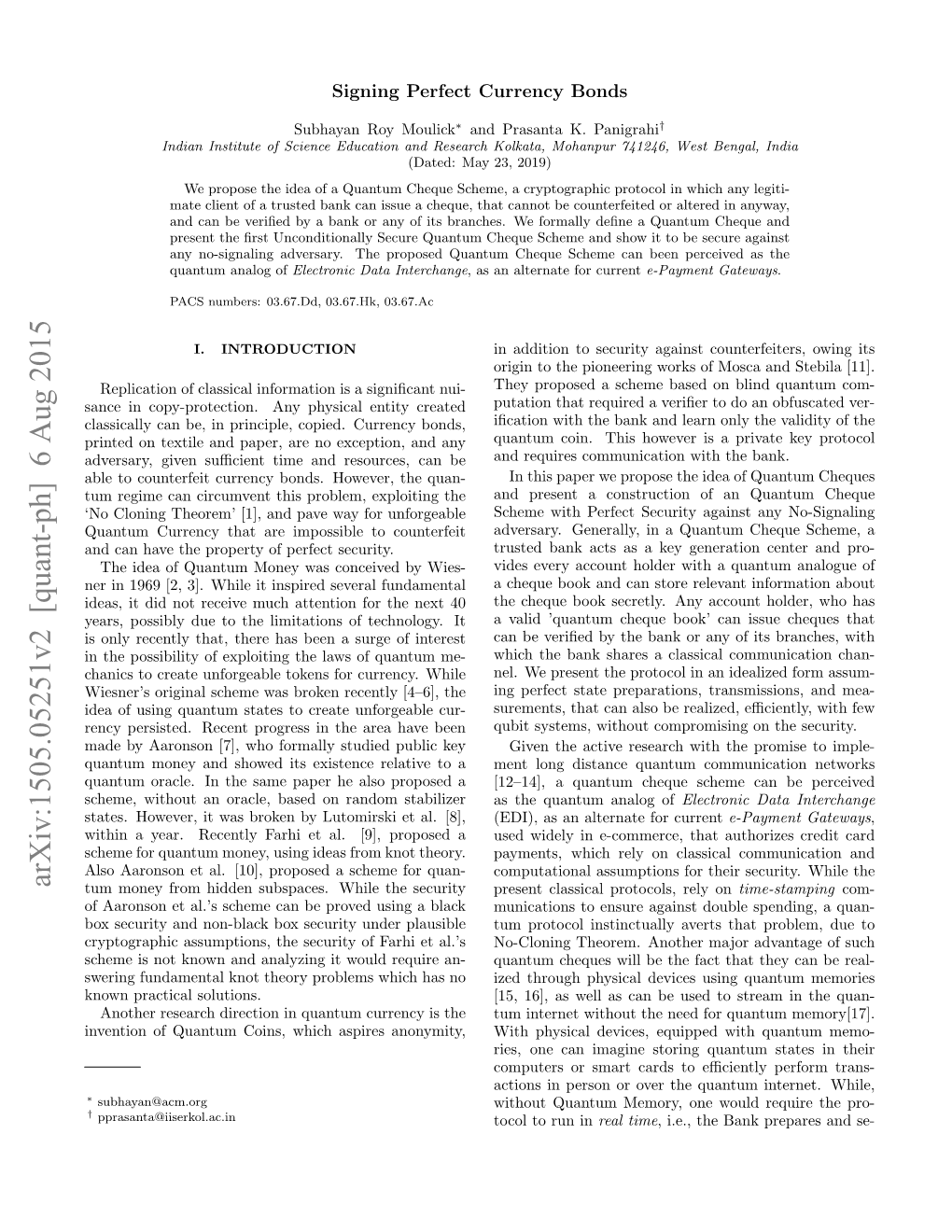 Signing Perfect Currency Bonds