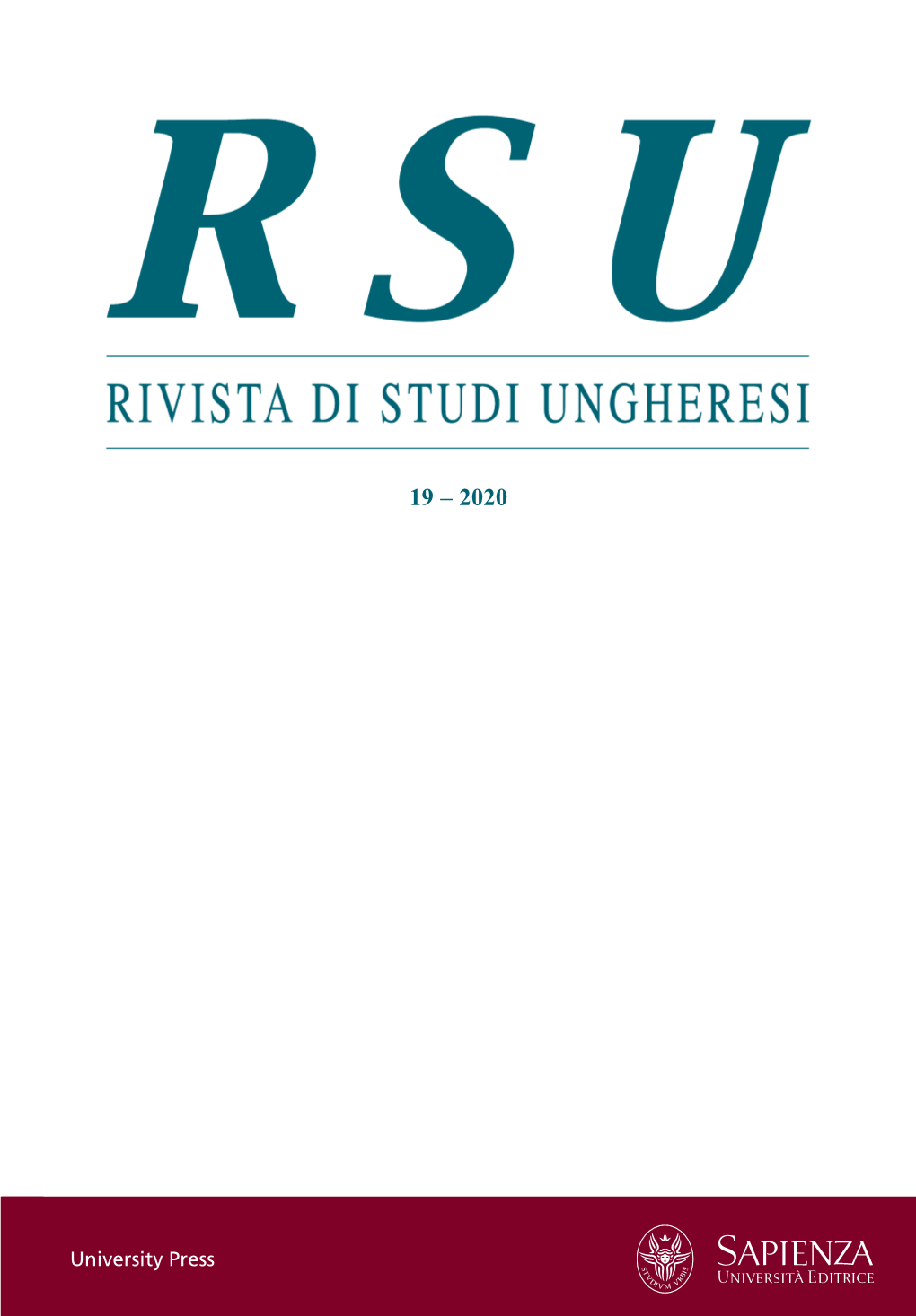 RIVISTA DI STUDI UNGHERESI Nuova Serie, N