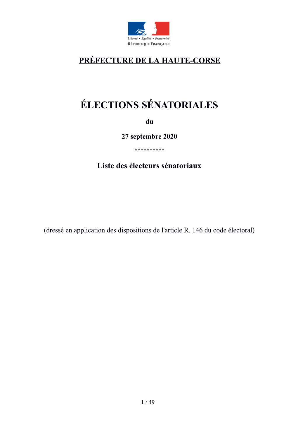 Liste Des Électeurs Sénatoriaux En Haute-Corse