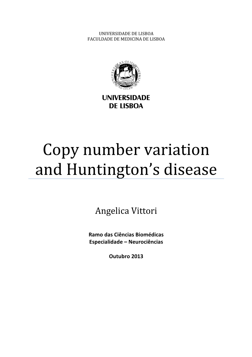 Copy Number Variation and Huntington's Disease