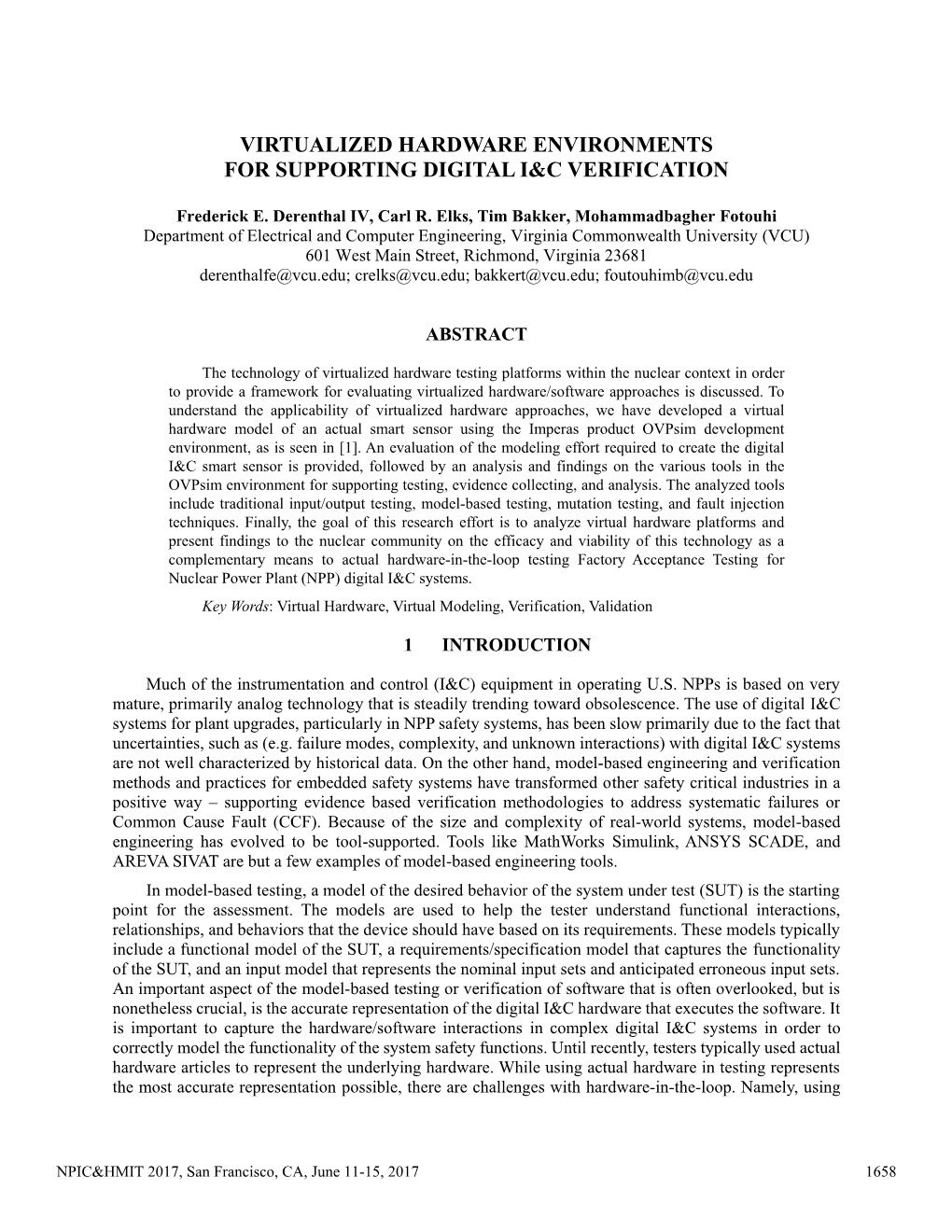 Virtualized Hardware Environments for Supporting Digital I&C Verification