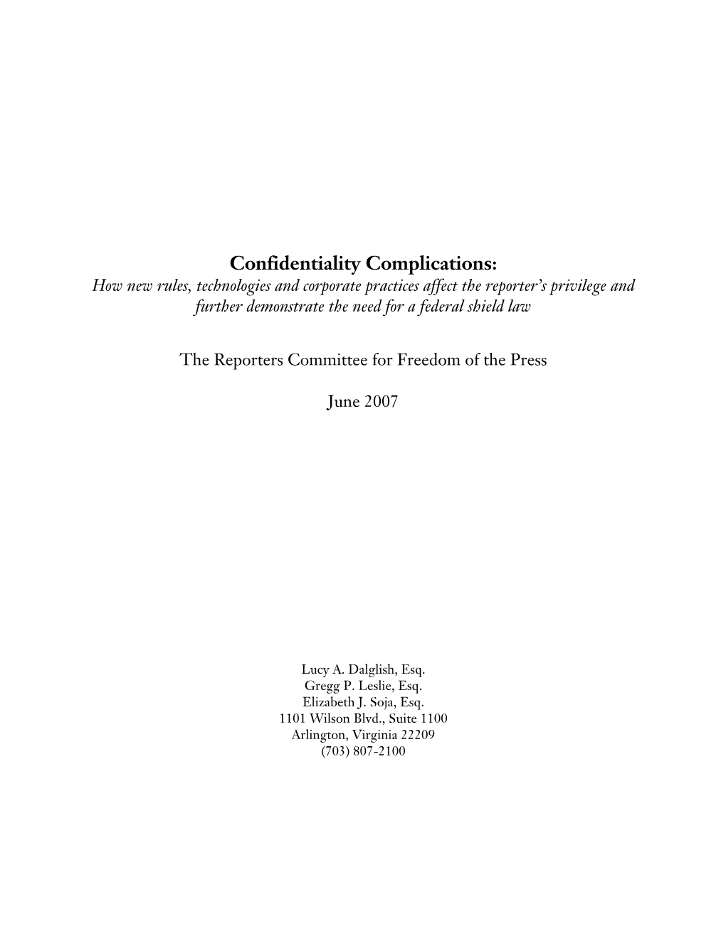 Confidentiality Complications