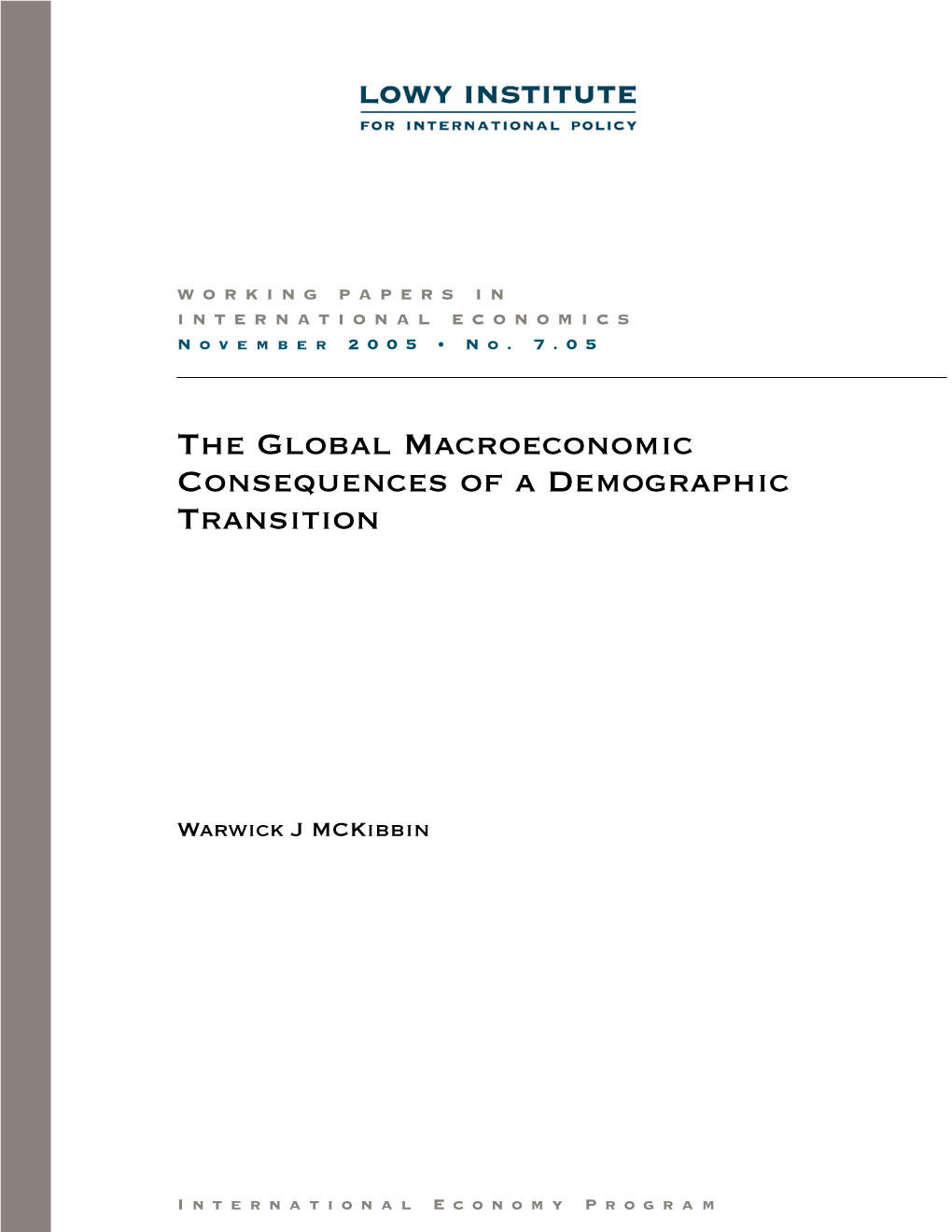 The Global Macroeconomic Consequences of a Demographic Transition