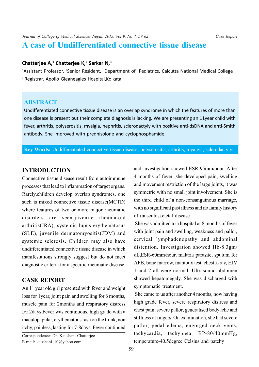 A Case of Undifferentiated Connective Tissue Disease