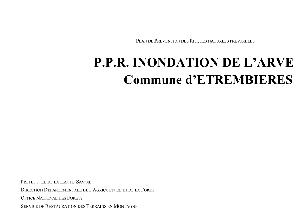 P.P.R. INONDATION DE L'arve Commune D'etrembieres