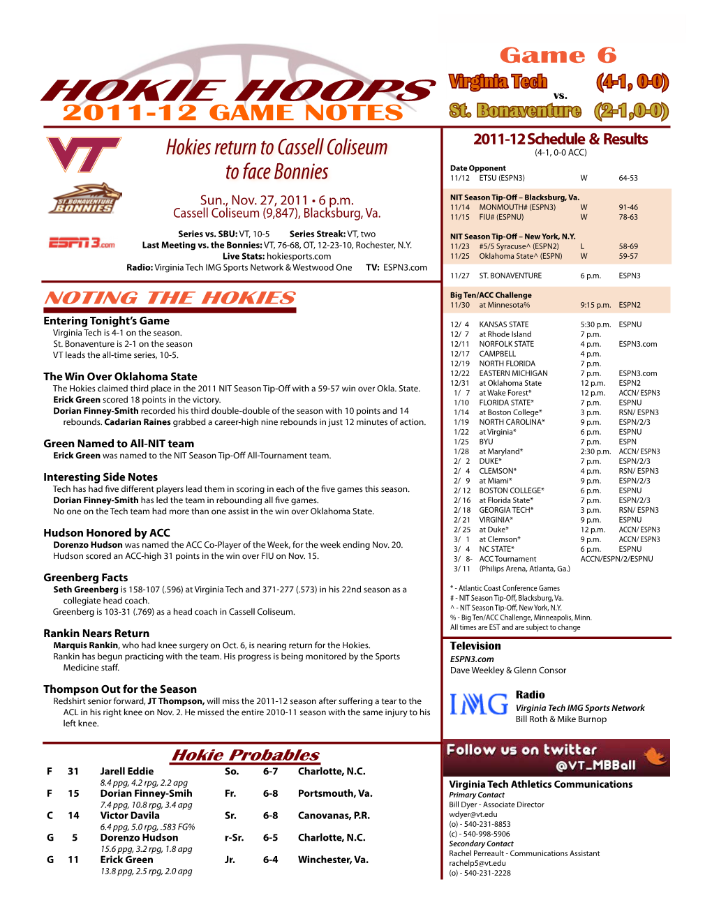 HOKIE HOOPS Vs