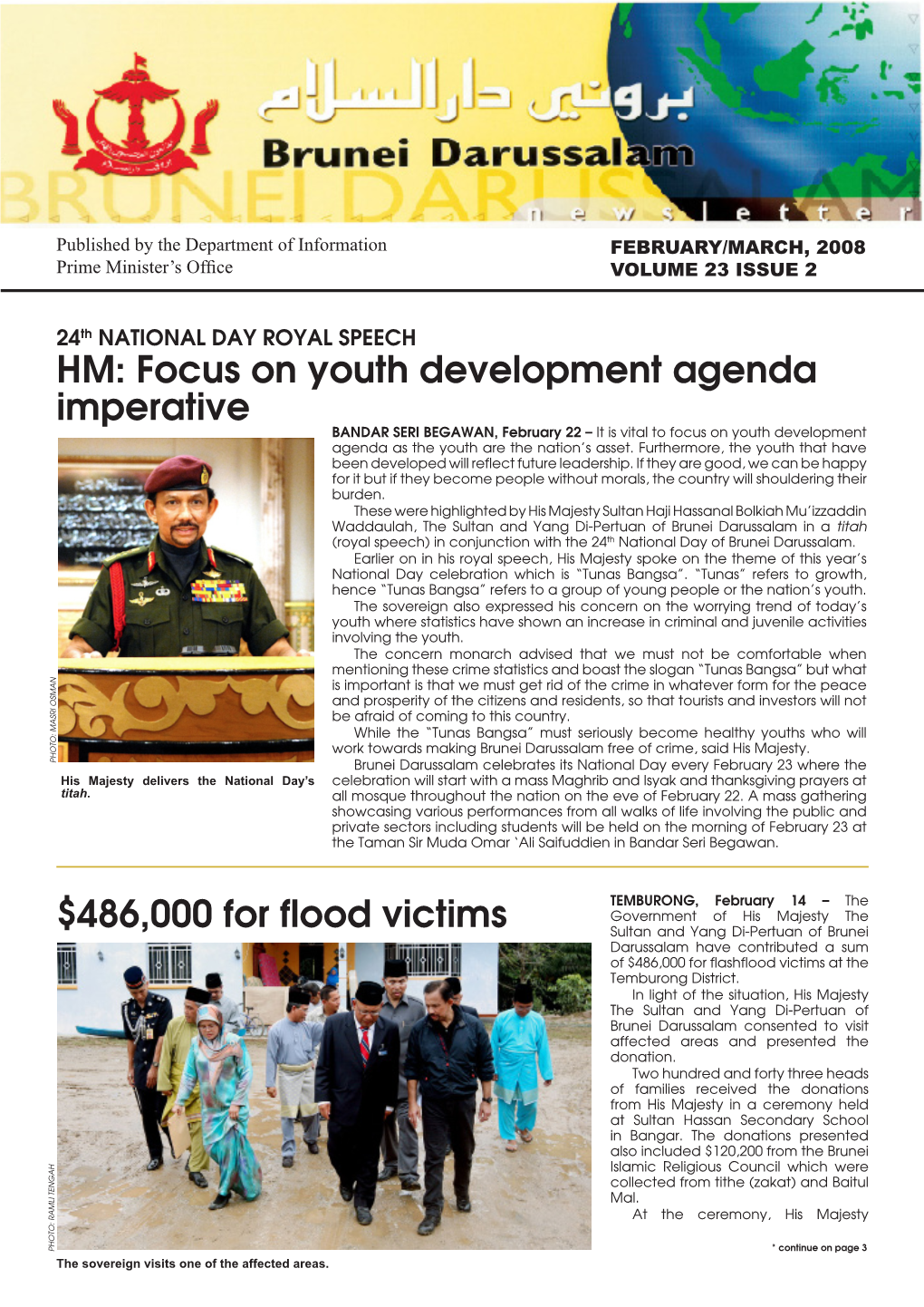 Focus on Youth Development Agenda Imperative $486000 for Flood Victims