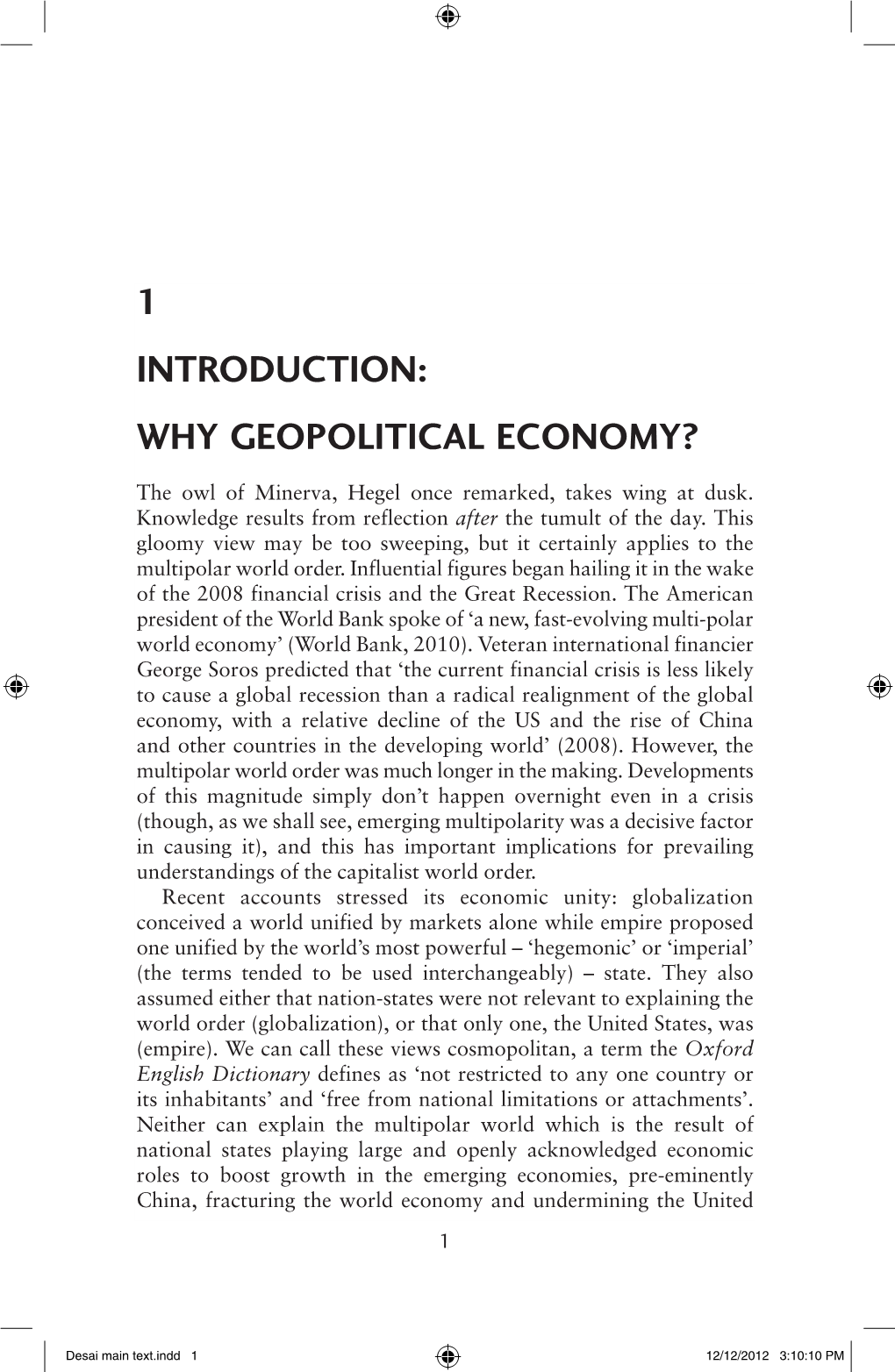 1 Introduction: Why Geopolitical Economy?