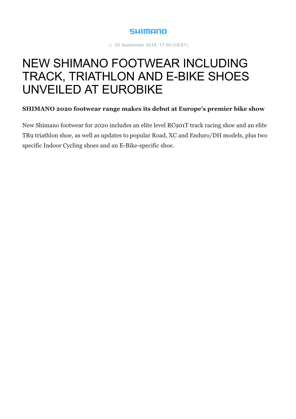 New Shimano Footwear Including Track, Triathlon and E-Bike Shoes Unveiled at Eurobike
