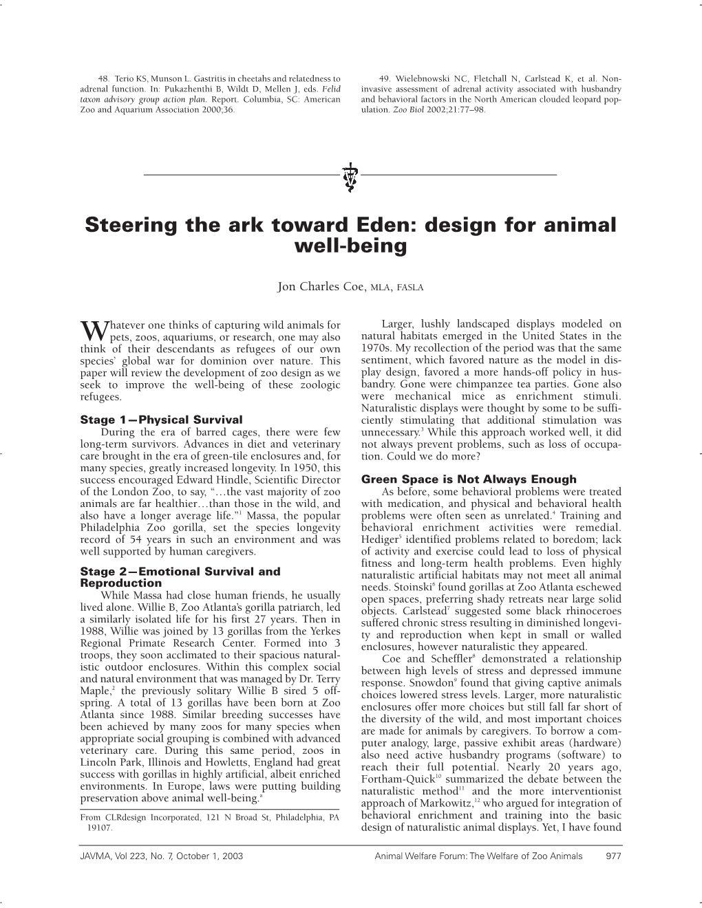 Steering the Ark Toward Eden: Design for Animal Well-Being